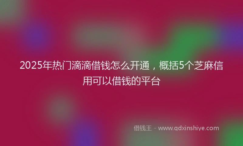 2025年热门滴滴借钱怎么开通，概括5个芝麻信用可以借钱的平台