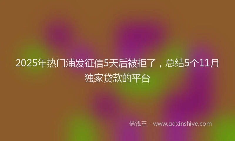 2025年热门浦发征信5天后被拒了，总结5个11月独家贷款的平台