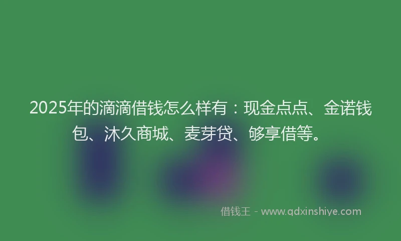 2025年的滴滴借钱怎么样有：现金点点、金诺钱包、沐久商城、麦芽贷、够享借等。