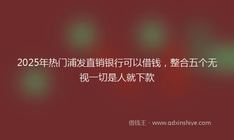 2025年热门浦发直销银行可以借钱，整合五个无视一切是人就下款