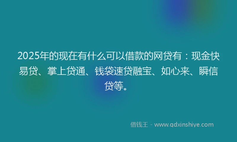 2025年的现在有什么可以借款的网贷有：现金快易贷、掌上贷通、钱袋速贷融宝、如心来、瞬信贷等。