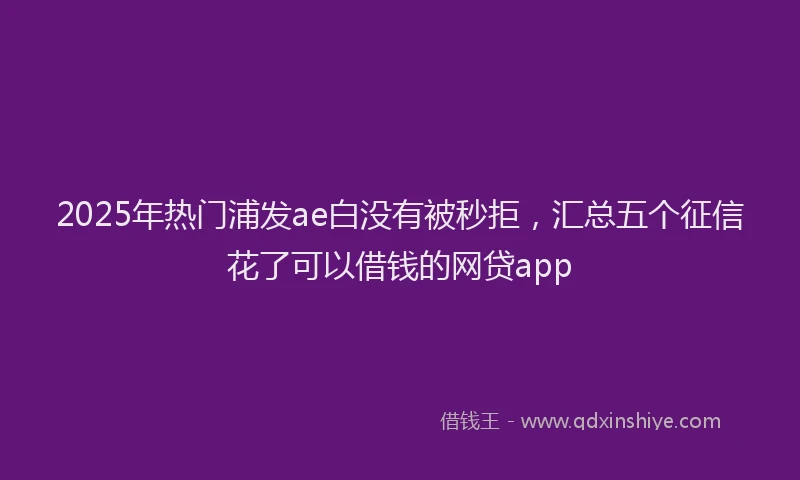 2025年热门浦发ae白没有被秒拒，汇总五个征信花了可以借钱的网贷app