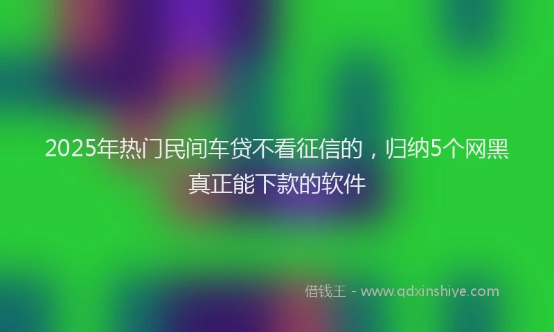 2025年热门民间车贷不看征信的，归纳5个网黑真正能下款的软件
