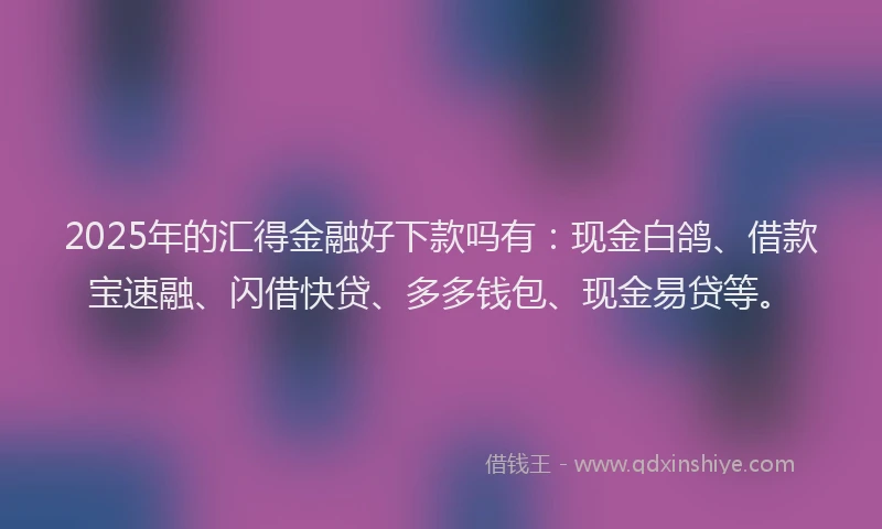 2025年的汇得金融好下款吗有：现金白鸽、借款宝速融、闪借快贷、多多钱包、现金易贷等。