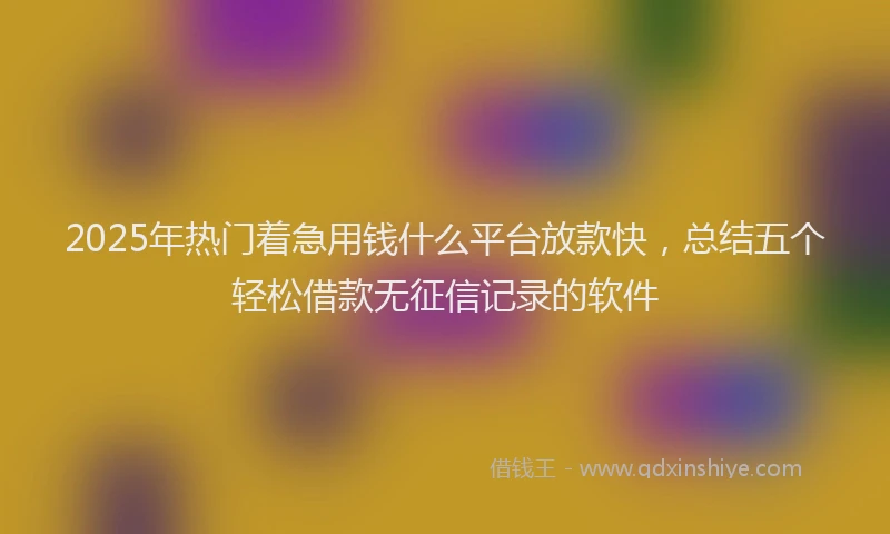 2025年热门着急用钱什么平台放款快，总结五个轻松借款无征信记录的软件