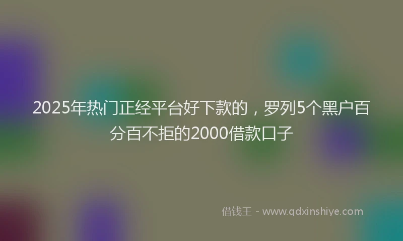 2025年热门正经平台好下款的，罗列5个黑户百分百不拒的2000借款口子