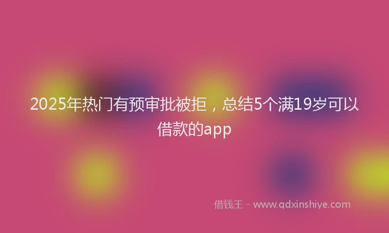 2025年热门有预审批被拒，总结5个满19岁可以借款的app