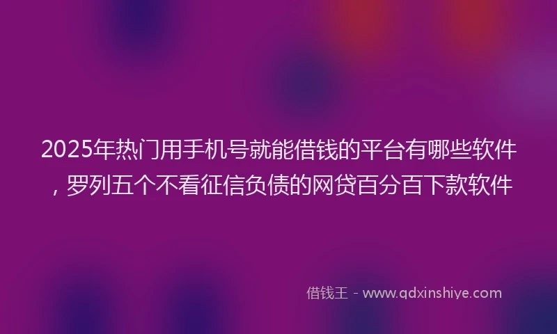 2025年热门用手机号就能借钱的平台有哪些软件，罗列五个不看征信负债的网贷百分百下款软件