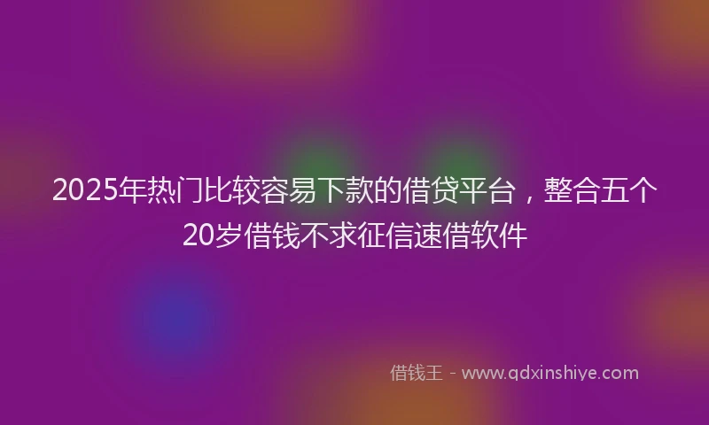 2025年热门比较容易下款的借贷平台，整合五个20岁借钱不求征信速借软件
