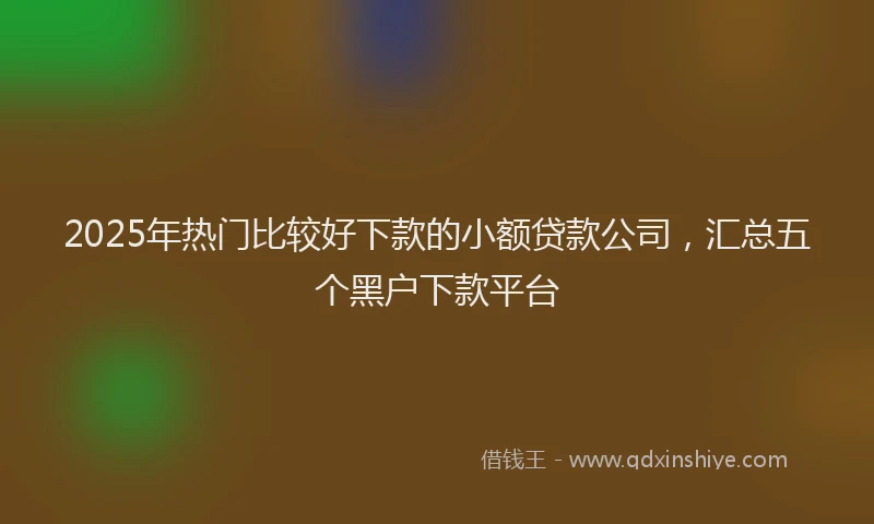 2025年热门比较好下款的小额贷款公司，汇总五个黑户下款平台