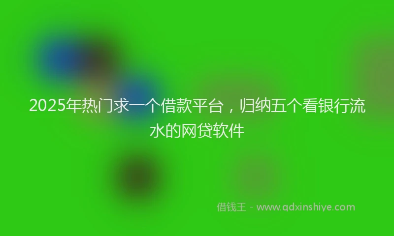 2025年热门求一个借款平台，归纳五个看银行流水的网贷软件