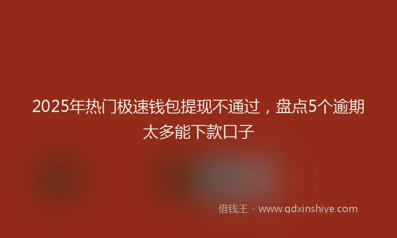 2025年热门极速钱包提现不通过，盘点5个逾期太多能下款口子