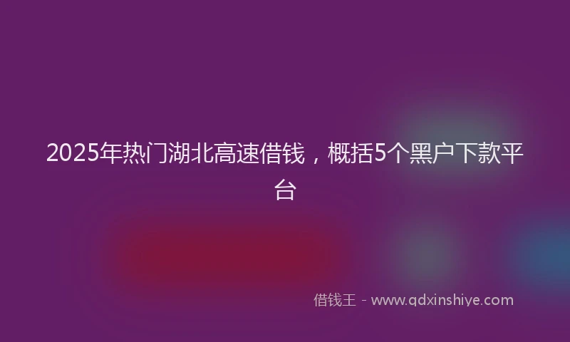 2025年热门湖北高速借钱，概括5个黑户下款平台