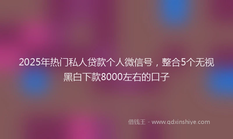 2025年热门私人贷款个人微信号，整合5个无视黑白下款8000左右的口子