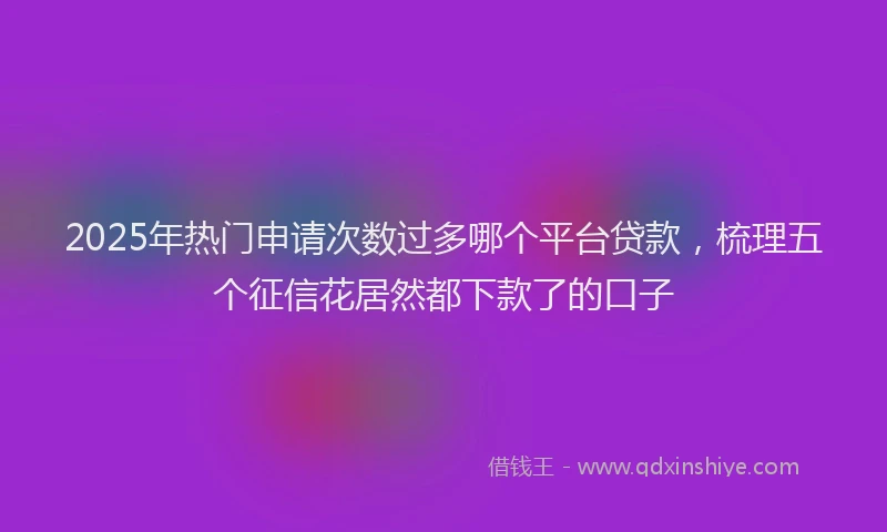 2025年热门申请次数过多哪个平台贷款，梳理五个征信花居然都下款了的口子
