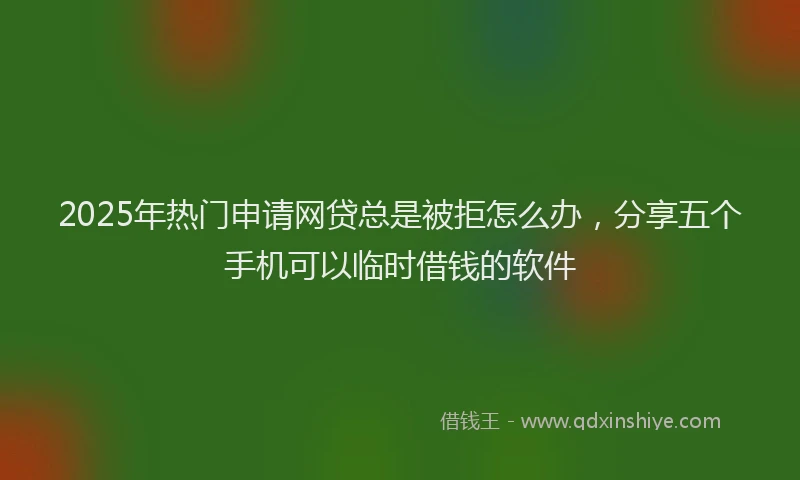 2025年热门申请网贷总是被拒怎么办，分享五个手机可以临时借钱的软件