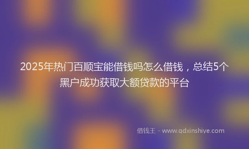 2025年热门百顺宝能借钱吗怎么借钱，总结5个黑户成功获取大额贷款的平台