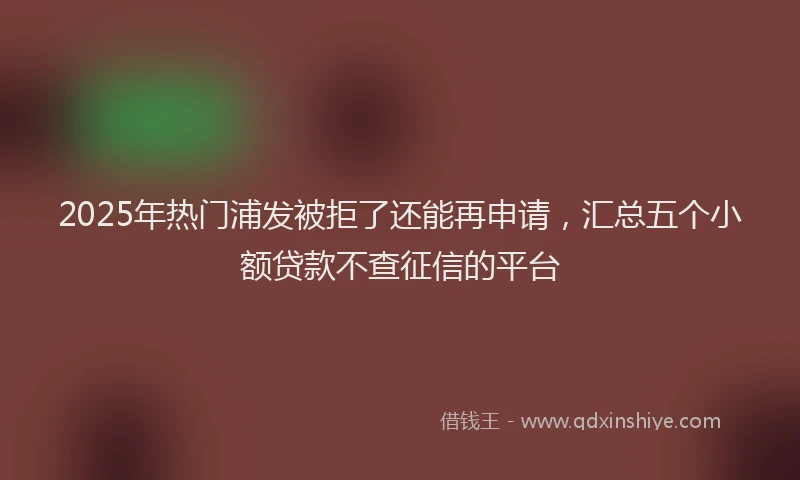 2025年热门浦发被拒了还能再申请，汇总五个小额贷款不查征信的平台