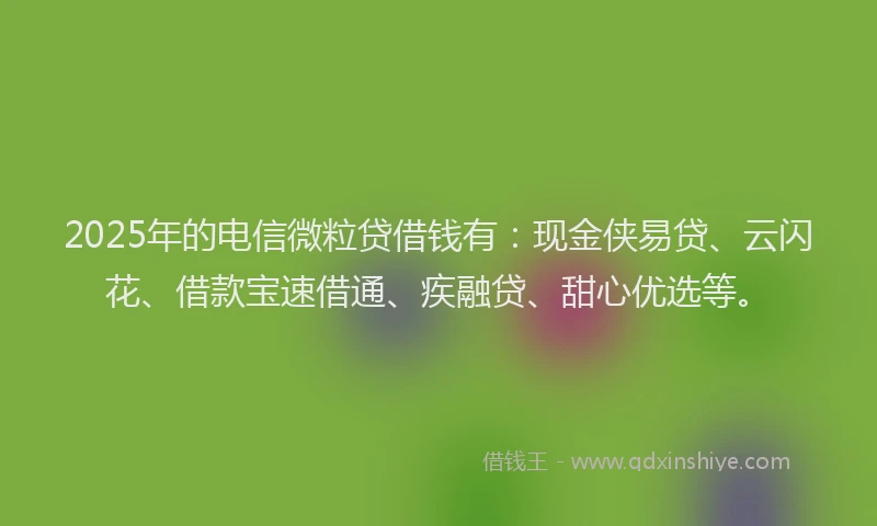 2025年的电信微粒贷借钱有：现金侠易贷、云闪花、借款宝速借通、疾融贷、甜心优选等。