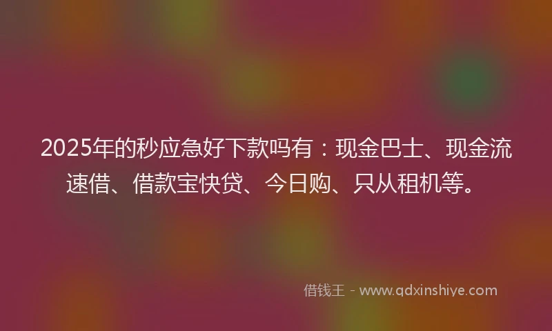 2025年的秒应急好下款吗有：现金巴士、现金流速借、借款宝快贷、今日购、只从租机等。