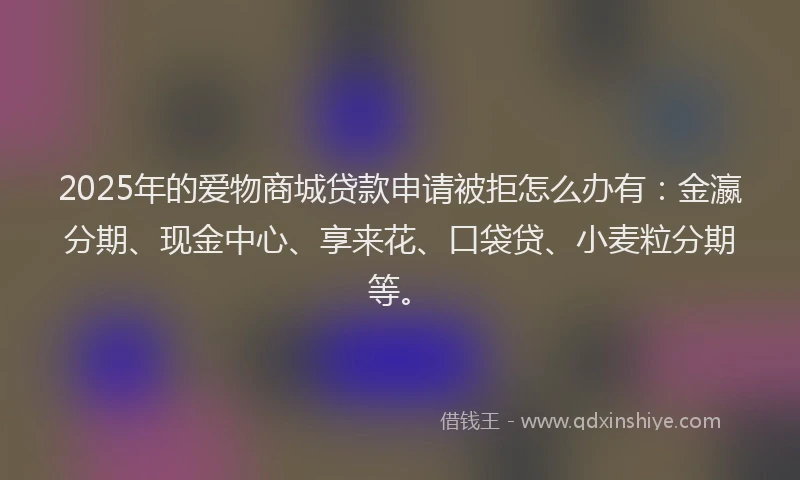 2025年的爱物商城贷款申请被拒怎么办有：金瀛分期、现金中心、享来花、口袋贷、小麦粒分期等。