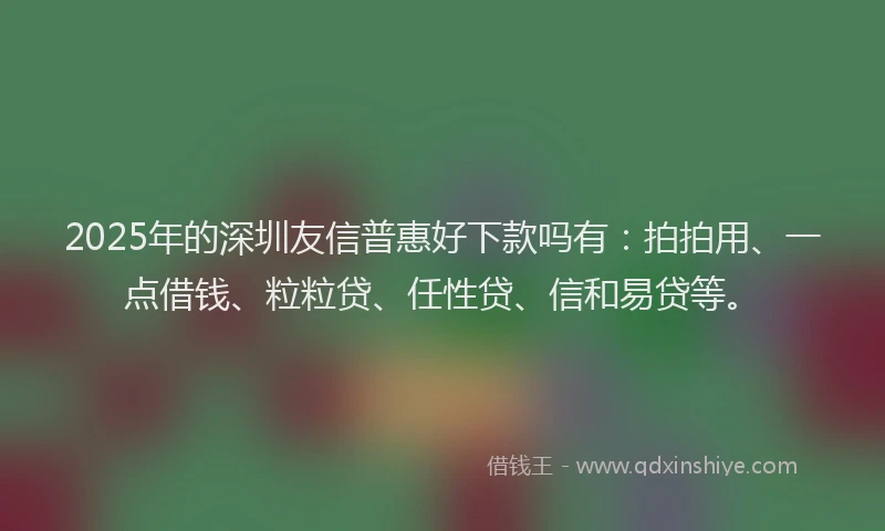 2025年的深圳友信普惠好下款吗有：拍拍用、一点借钱、粒粒贷、任性贷、信和易贷等。