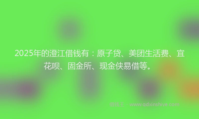 2025年的澄江借钱有：原子贷、美团生活费、宜花呗、固金所、现金侠易借等。
