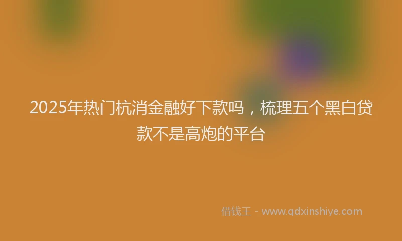2025年热门杭消金融好下款吗，梳理五个黑白贷款不是高炮的平台
