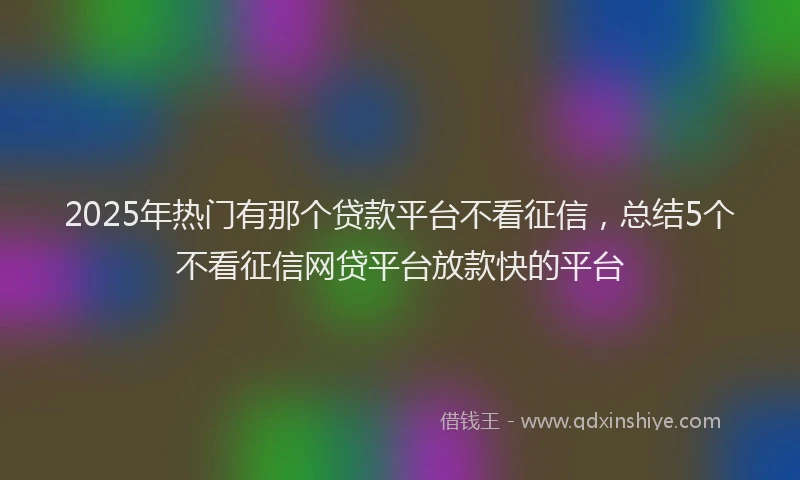 2025年热门有那个贷款平台不看征信，总结5个不看征信网贷平台放款快的平台
