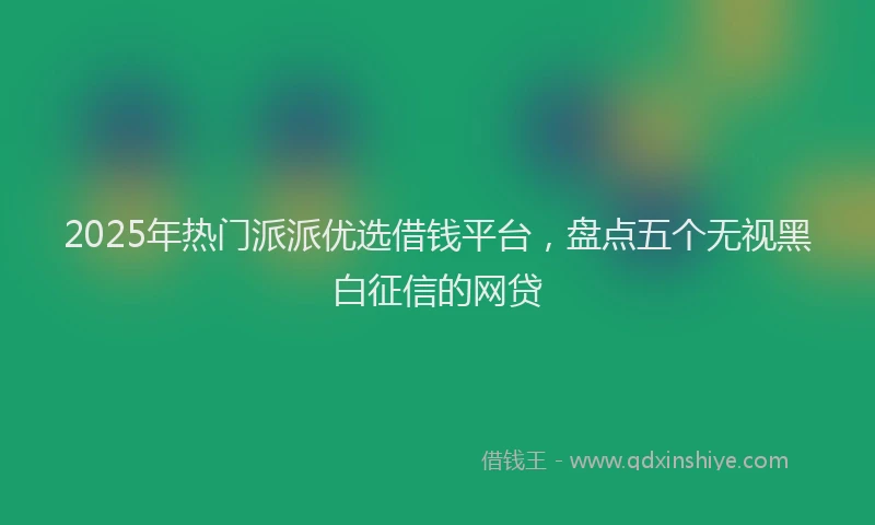 2025年热门派派优选借钱平台，盘点五个无视黑白征信的网贷