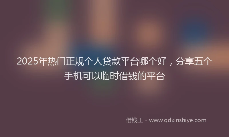 2025年热门正规个人贷款平台哪个好，分享五个手机可以临时借钱的平台