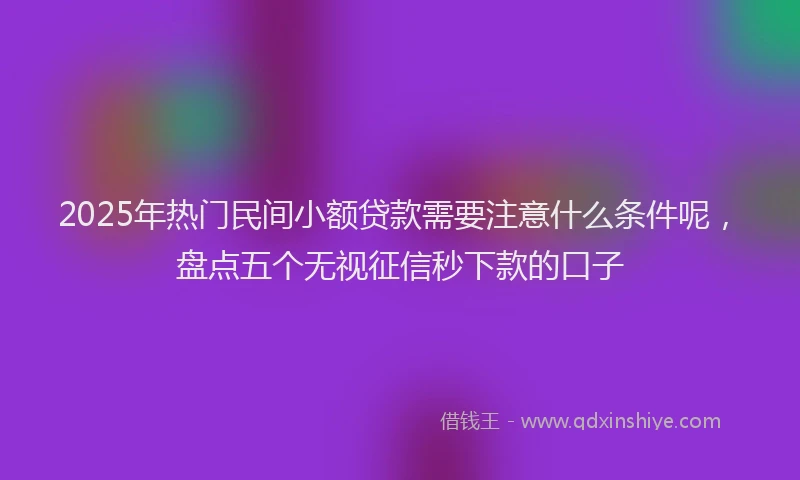 2025年热门民间小额贷款需要注意什么条件呢，盘点五个无视征信秒下款的口子