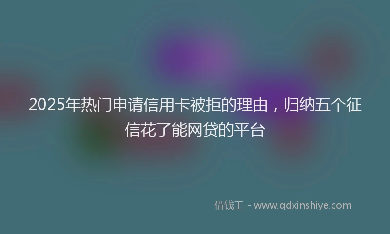 2025年热门申请信用卡被拒的理由，归纳五个征信花了能网贷的平台