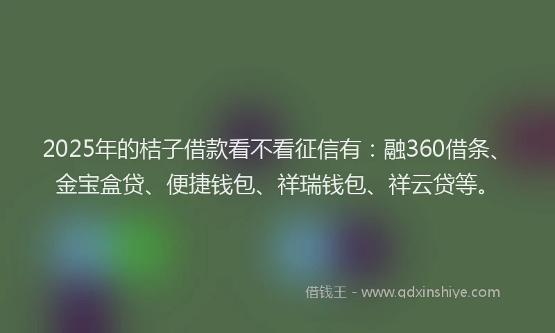 2025年的桔子借款看不看征信有：融360借条、金宝盒贷、便捷钱包、祥瑞钱包、祥云贷等。