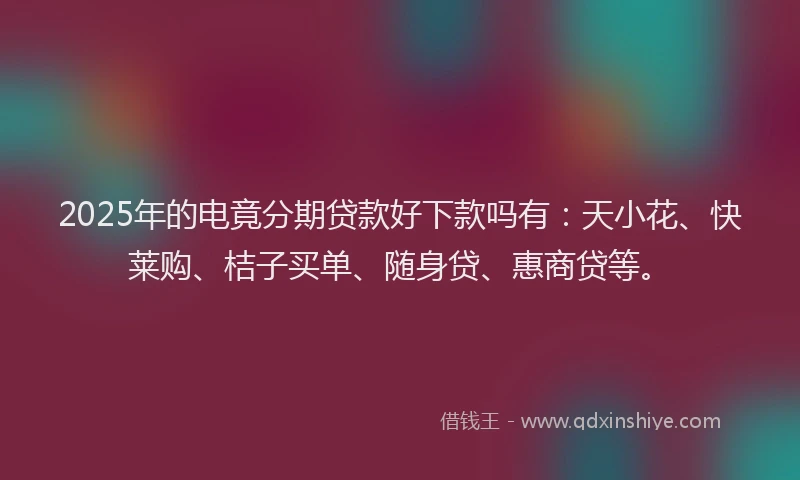 2025年的电竟分期贷款好下款吗有：天小花、快莱购、桔子买单、随身贷、惠商贷等。