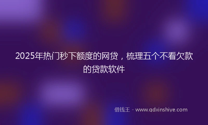 2025年热门秒下额度的网贷，梳理五个不看欠款的贷款软件
