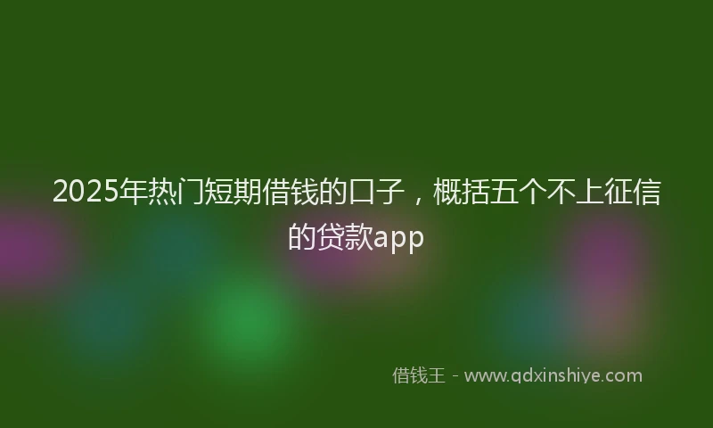 2025年热门短期借钱的口子，概括五个不上征信的贷款app