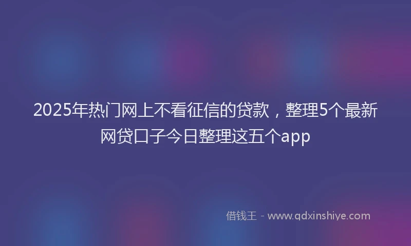 2025年热门网上不看征信的贷款，整理5个最新网贷口子今日整理这五个app