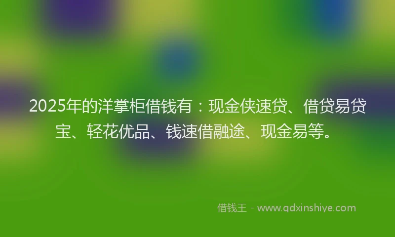 2025年的洋掌柜借钱有：现金侠速贷、借贷易贷宝、轻花优品、钱速借融途、现金易等。