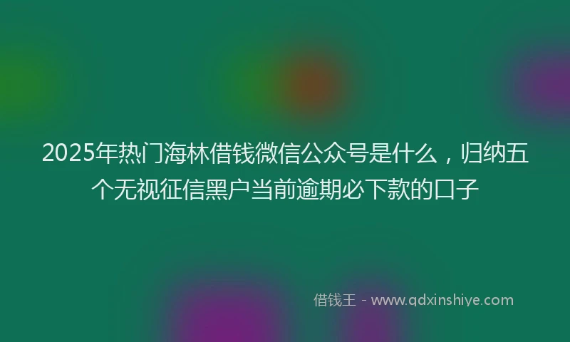 2025年热门海林借钱微信公众号是什么，归纳五个无视征信黑户当前逾期必下款的口子