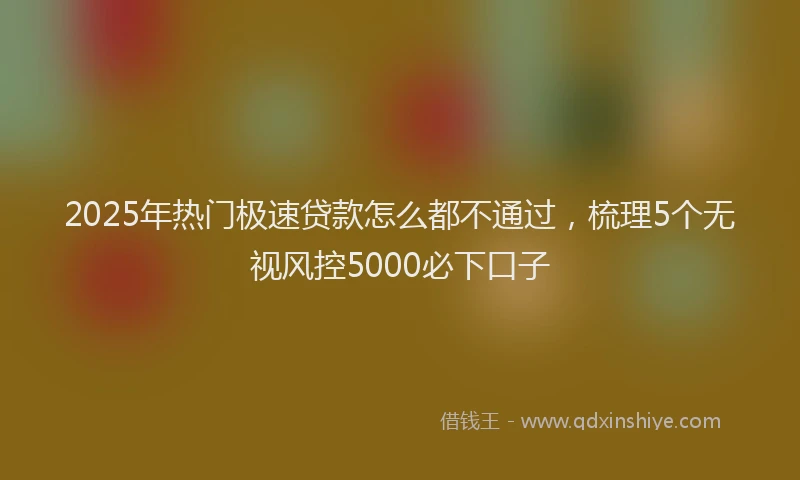2025年热门极速贷款怎么都不通过，梳理5个无视风控5000必下口子