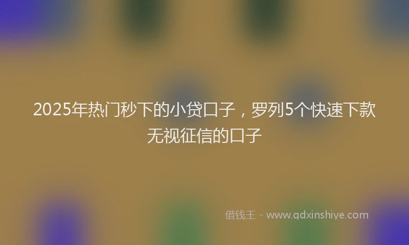 2025年热门秒下的小贷口子，罗列5个快速下款无视征信的口子