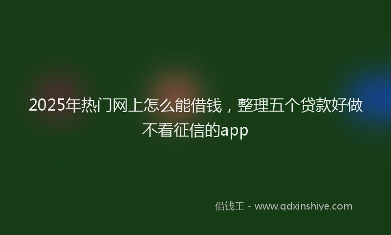 2025年热门网上怎么能借钱，整理五个贷款好做不看征信的app