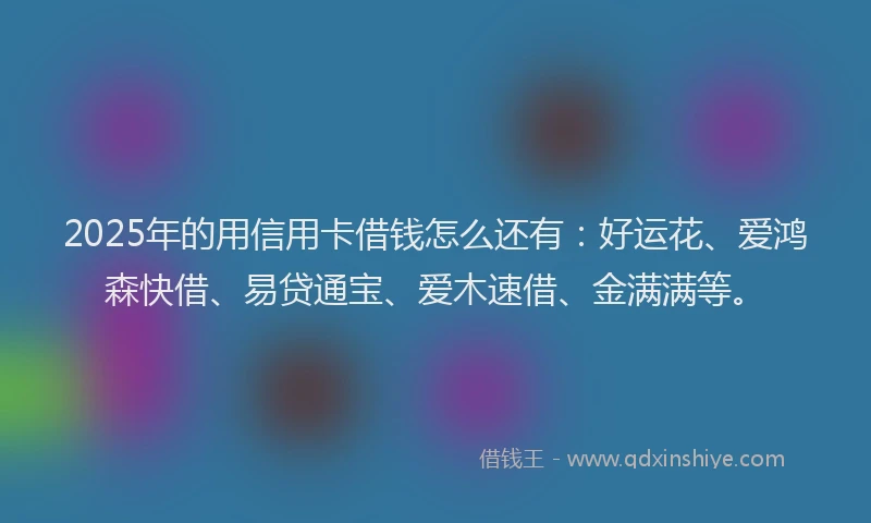 2025年的用信用卡借钱怎么还有：好运花、爱鸿森快借、易贷通宝、爱木速借、金满满等。