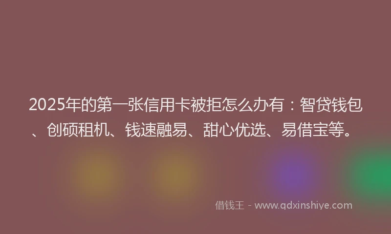 2025年的第一张信用卡被拒怎么办有：智贷钱包、创硕租机、钱速融易、甜心优选、易借宝等。
