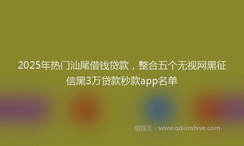 2025年热门汕尾借钱贷款，整合五个无视网黑征信黑3万贷款秒款app名单