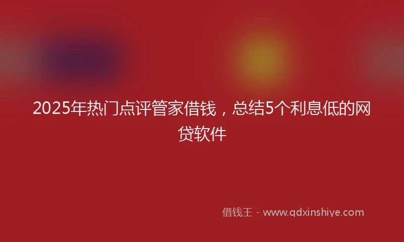 2025年热门点评管家借钱，总结5个利息低的网贷软件