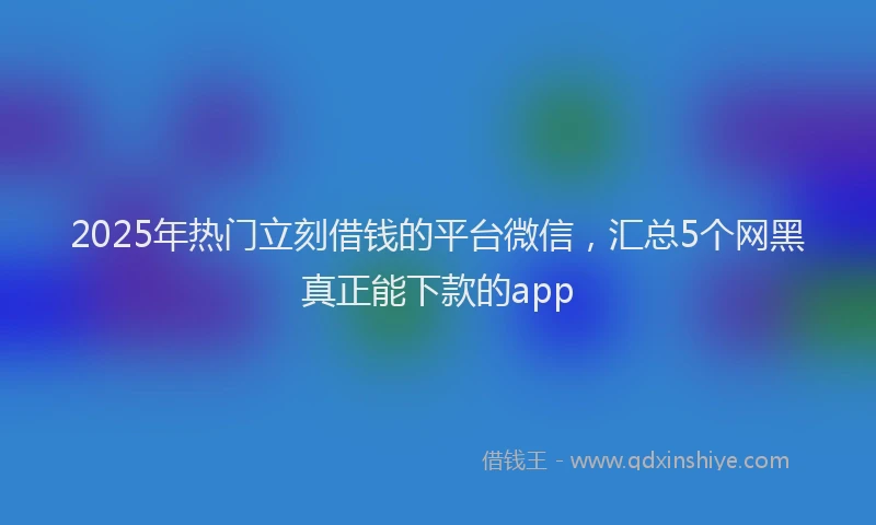 2025年热门立刻借钱的平台微信，汇总5个网黑真正能下款的app