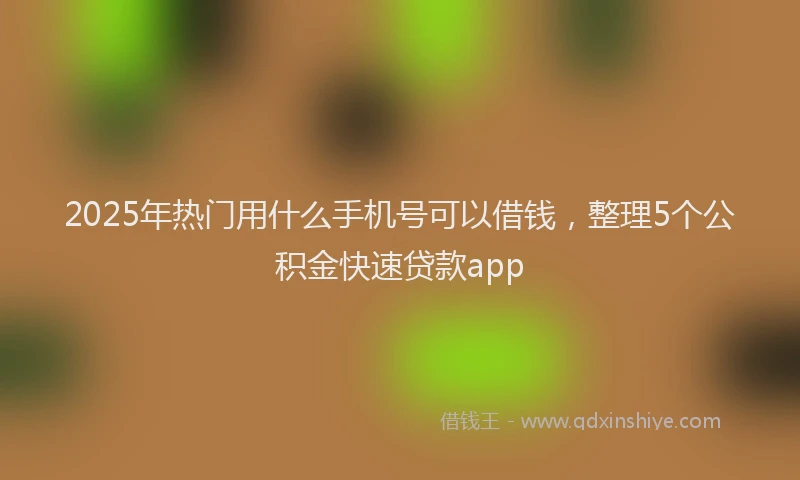2025年热门用什么手机号可以借钱，整理5个公积金快速贷款app
