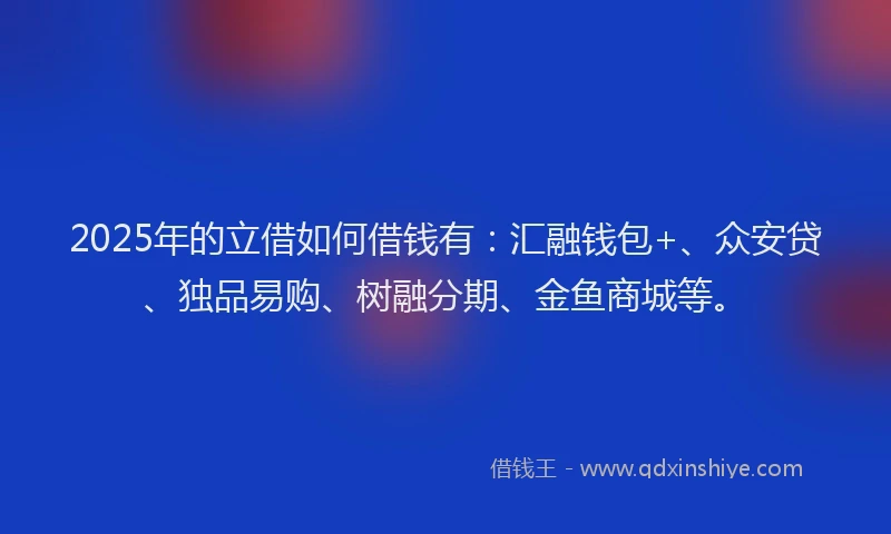 2025年的立借如何借钱有：汇融钱包+、众安贷、独品易购、树融分期、金鱼商城等。